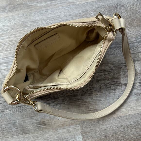 Peta + Jain Beige Nylon Shoulder Bag Gold Hardware Minimalist Y2K - Picture 6 of 9